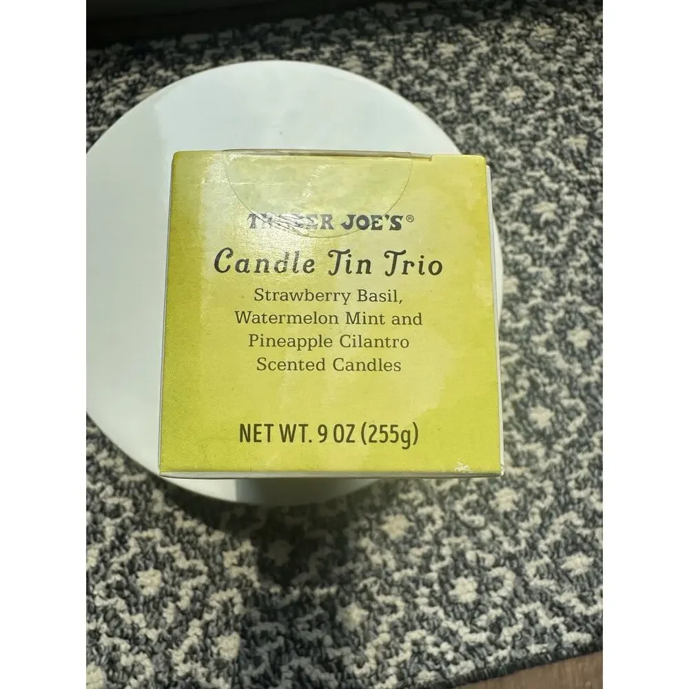 Trader Joes Candle Tin Trio Strawberry Basil Watermelon Mint Pineapple Cilantro